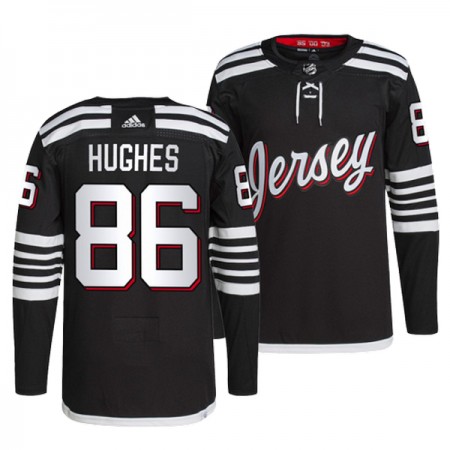 New Jersey Devils Hockeydrakt Jack Hughes 86 Svart Tredje Adidas Authentic - Herre
